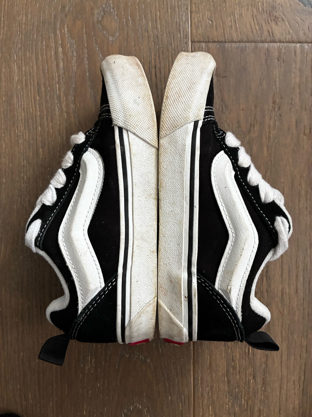 Vans Black and White Knu Skool Low Top Sneakers Kids Size 1